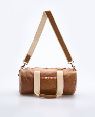 Leather Duffle with Canvas Handles