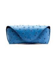 Blue Ostrich Leather Glasses Case