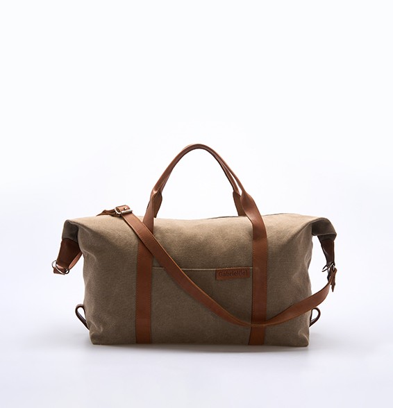 Canvas Duffle with Leather Details Coffe