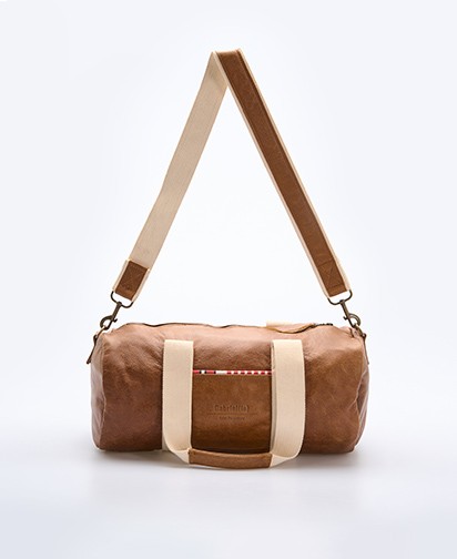 Leather Duffle with Canvas Handles