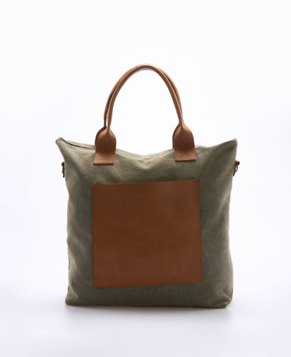 Casual Canvas and Leather Bag Dusty Green