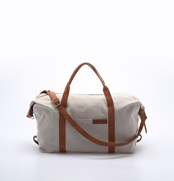 Canvas Duffle with Leather Details Ash