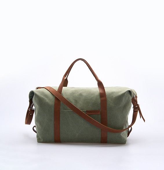 Canvas Duffle with Leather Details Mint