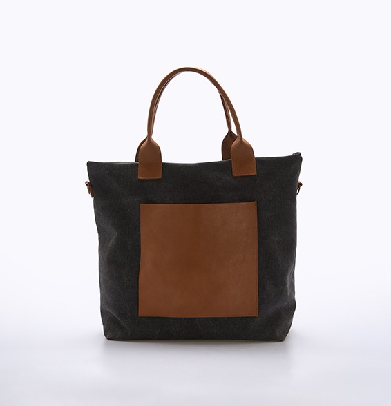 Casual Canvas and Leather Bag Dusty Graphite