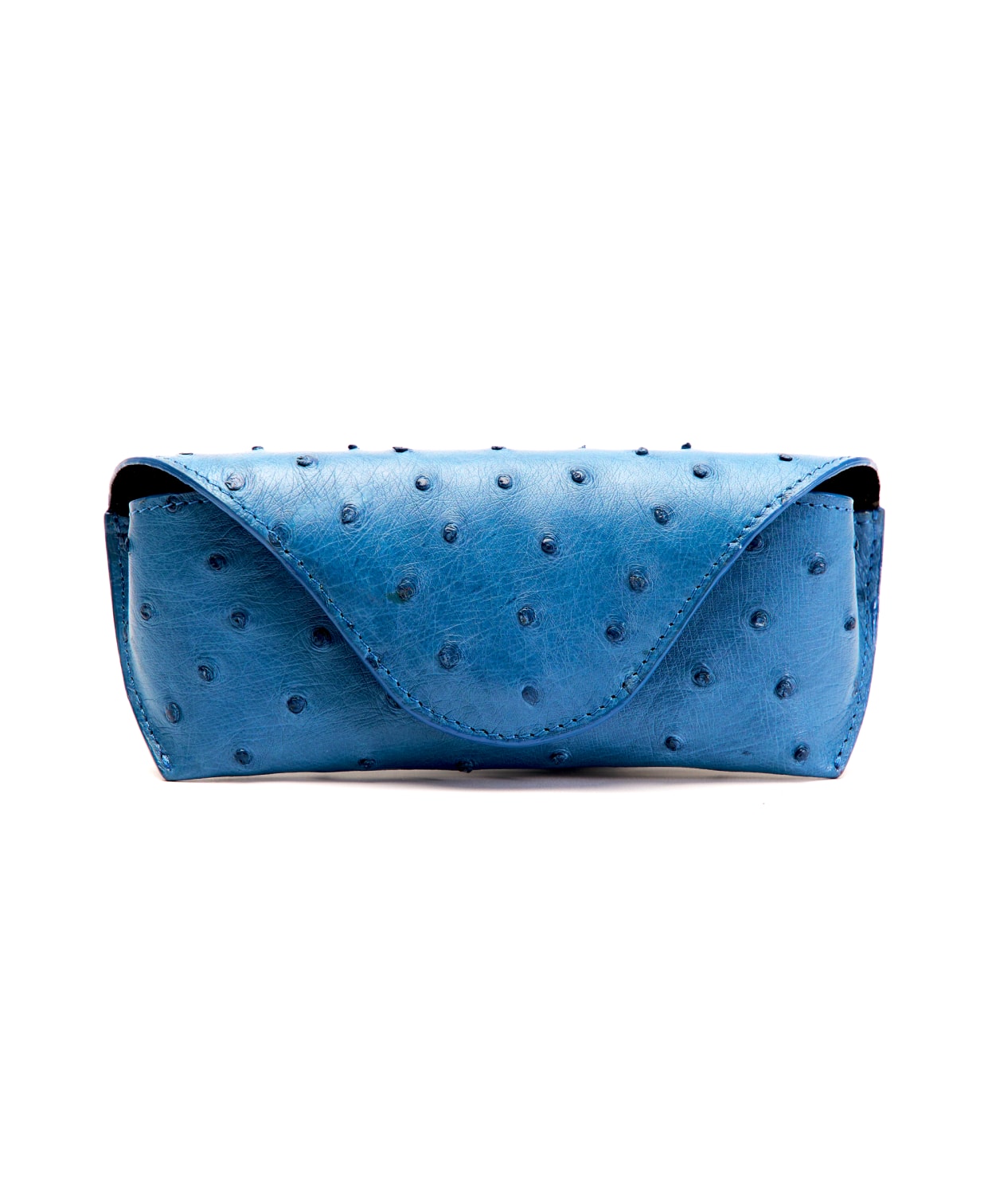 Blue Ostrich Leather Glasses Case